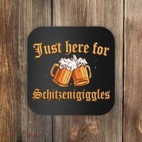 Just Here For Schitzengiggles Funny Oktoberfest Coaster thumb 0