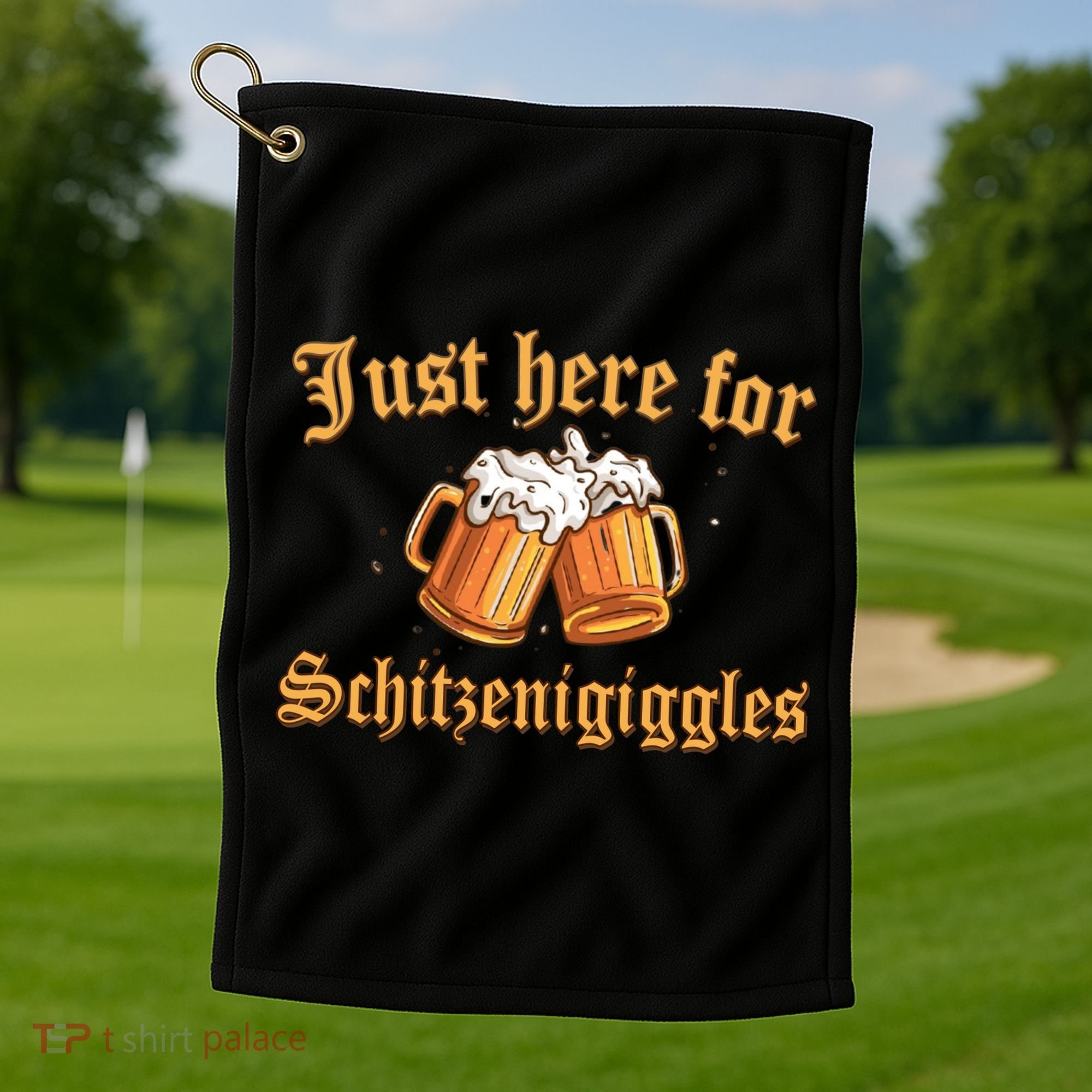 Just Here For Schitzengiggles Funny Oktoberfest Golf Towel
