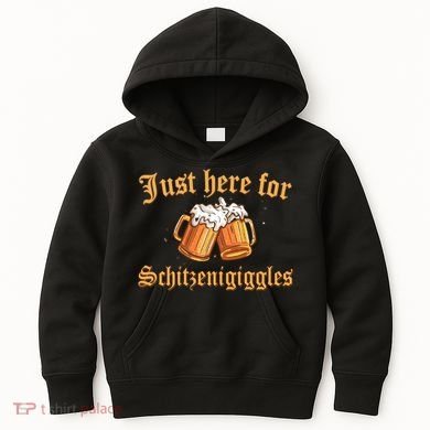 Just Here For Schitzengiggles Funny Oktoberfest Kids Hoodie