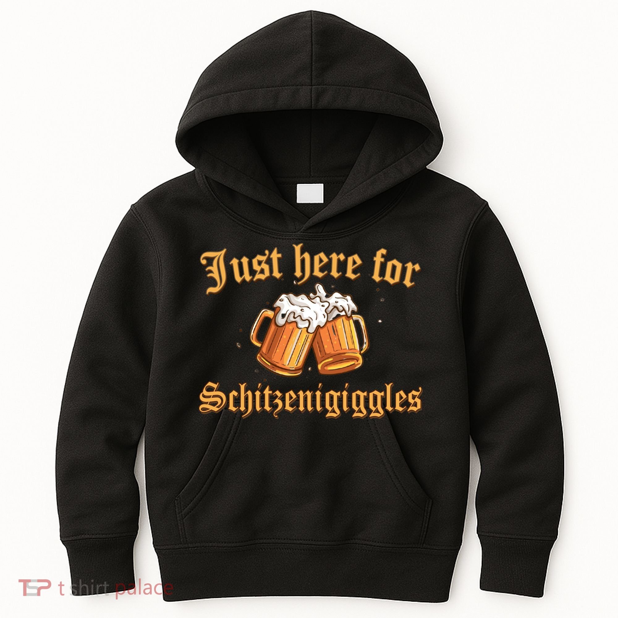Just Here For Schitzengiggles Funny Oktoberfest Kids Hoodie
