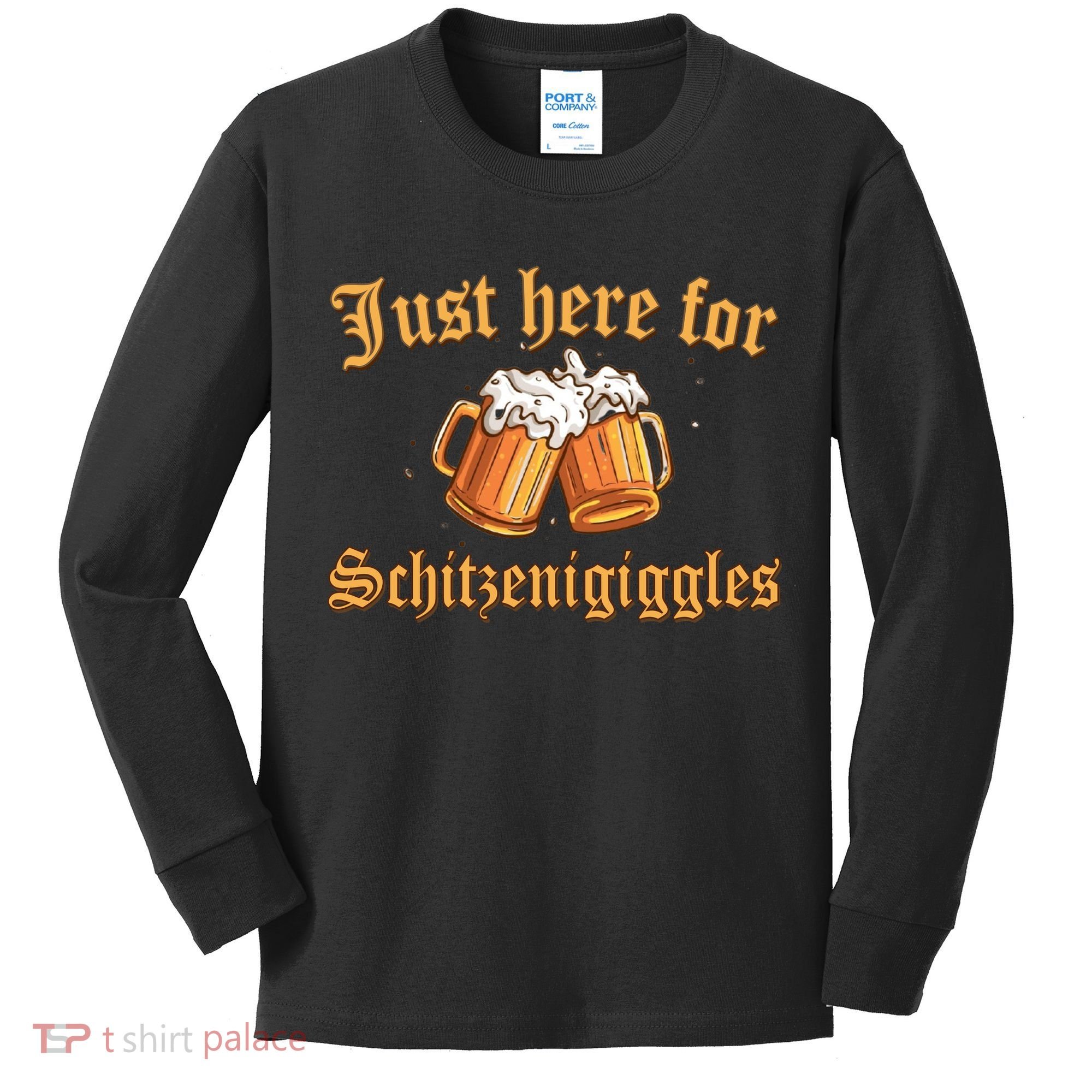 Just Here For Schitzengiggles Funny Oktoberfest Kids Long Sleeve Shirt