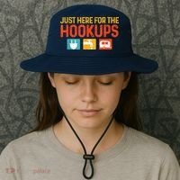 Just Here For The Hookups Motorhome Camping Rv Bucket Hat thumb 3