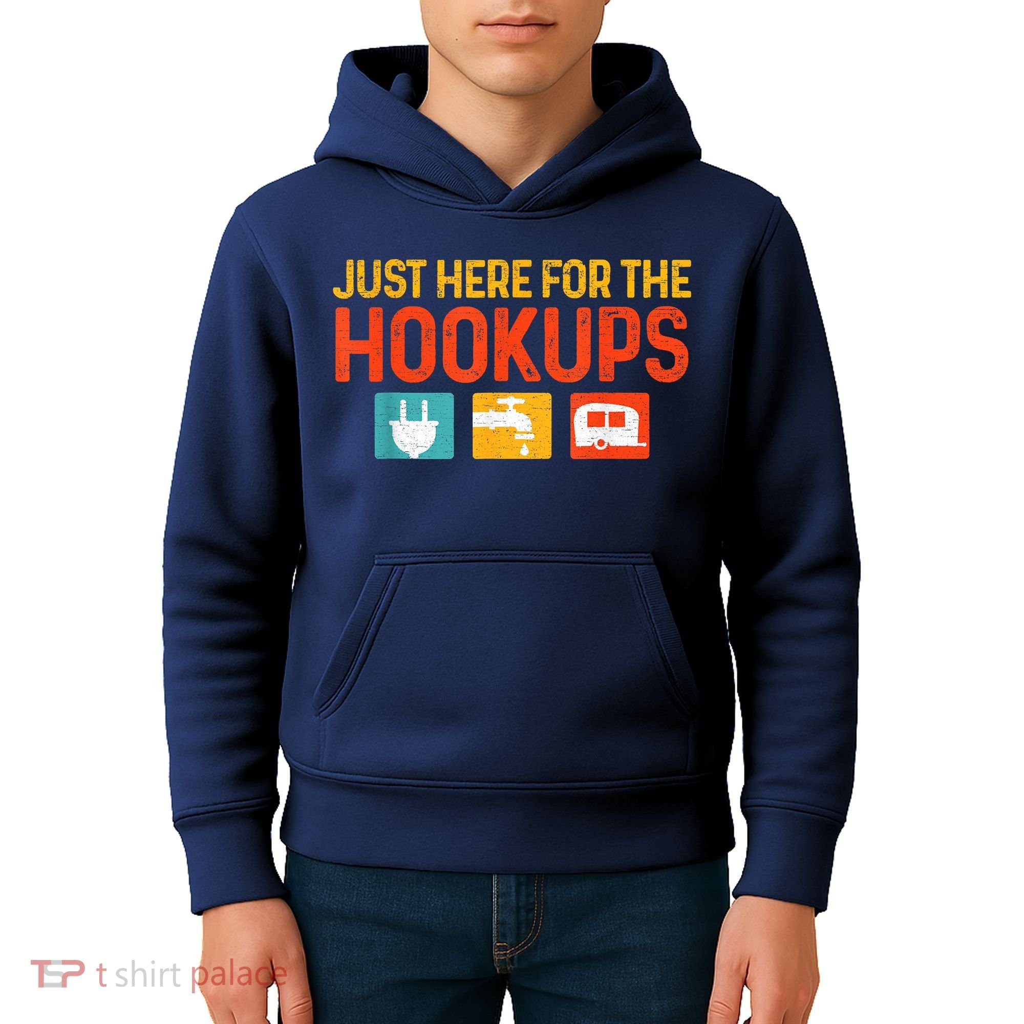 Just Here For The Hookups Motorhome Camping Rv Kids Hoodie