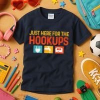 Just Here For The Hookups Motorhome Camping Rv Kids T-Shirt thumb 3