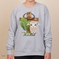 Jesus He Is Risen Lamb Cross Thorn Crown Faith Easter Women's Sweatshirt thumb 0