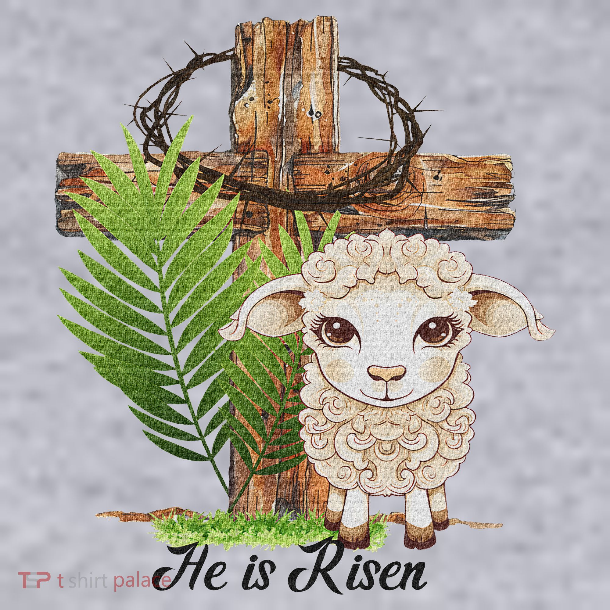 Jesus He Is Risen Lamb Cross Thorn Crown Faith Easter Women's Sweatshirt