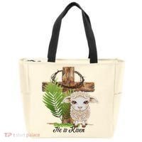 Jesus He Is Risen Lamb Cross Thorn Crown Faith Easter Tote Bag thumb 0