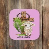 Jesus He Is Risen Lamb Cross Thorn Crown Faith Easter Coaster thumb 0
