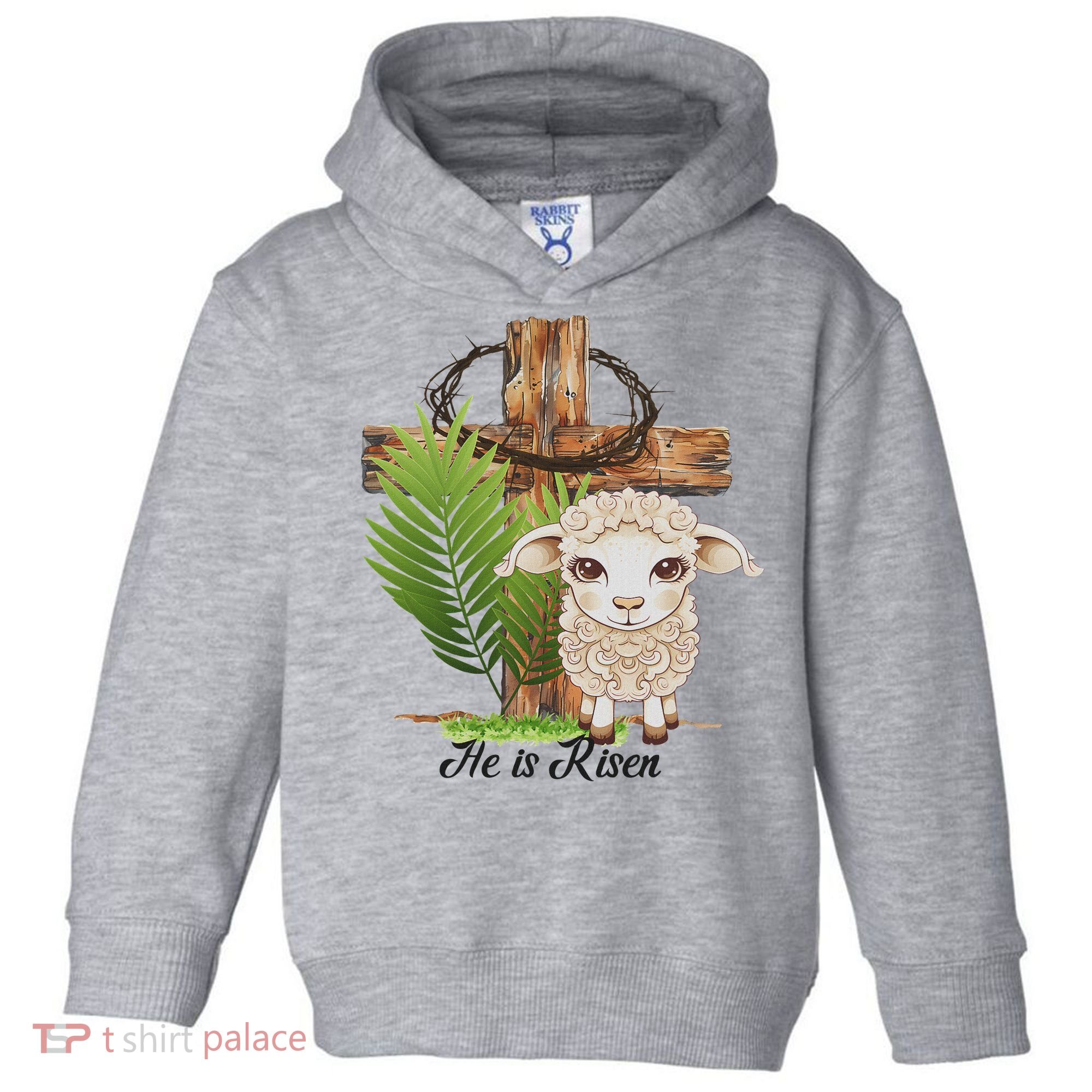 Jesus He Is Risen Lamb Cross Thorn Crown Faith Easter Toddler Hoodie
