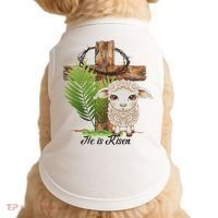 Jesus He Is Risen Lamb Cross Thorn Crown Faith Easter Doggie Tank thumb 0