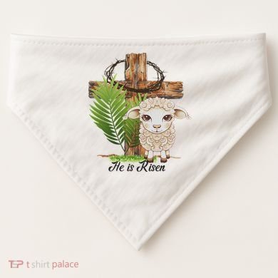 Jesus He Is Risen Lamb Cross Thorn Crown Faith Easter USA-Made Doggie Bandana