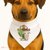 Jesus He Is Risen Lamb Cross Thorn Crown Faith Easter USA-Made Doggie Bandana thumb 1