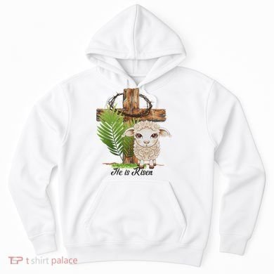 Jesus He Is Risen Lamb Cross Thorn Crown Faith Easter Hoodie