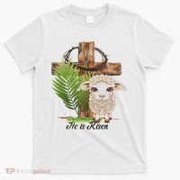 Jesus He Is Risen Lamb Cross Thorn Crown Faith Easter T-Shirt thumb 0