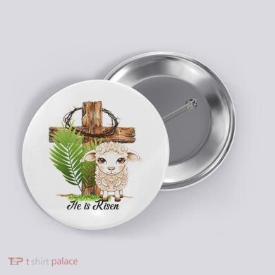 Jesus He Is Risen Lamb Cross Thorn Crown Faith Easter Button
