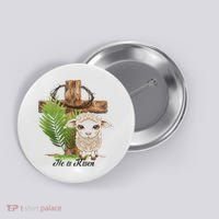 Jesus He Is Risen Lamb Cross Thorn Crown Faith Easter Button thumb 0