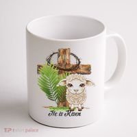 Jesus He Is Risen Lamb Cross Thorn Crown Faith Easter Coffee Mug thumb 1