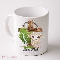 Jesus He Is Risen Lamb Cross Thorn Crown Faith Easter Coffee Mug thumb 0