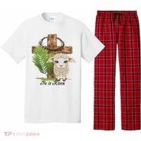 Jesus He Is Risen Lamb Cross Thorn Crown Faith Easter Pajama Set thumb 0