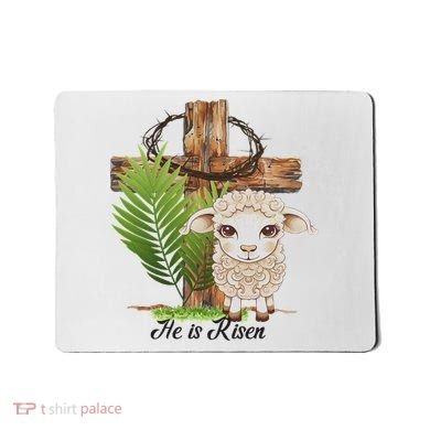 Jesus He Is Risen Lamb Cross Thorn Crown Faith Easter Mousepad