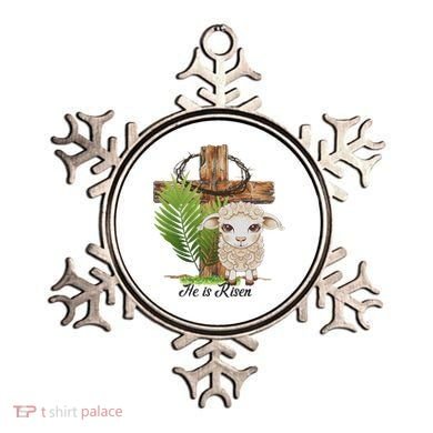 Jesus He Is Risen Lamb Cross Thorn Crown Faith Easter Ornament