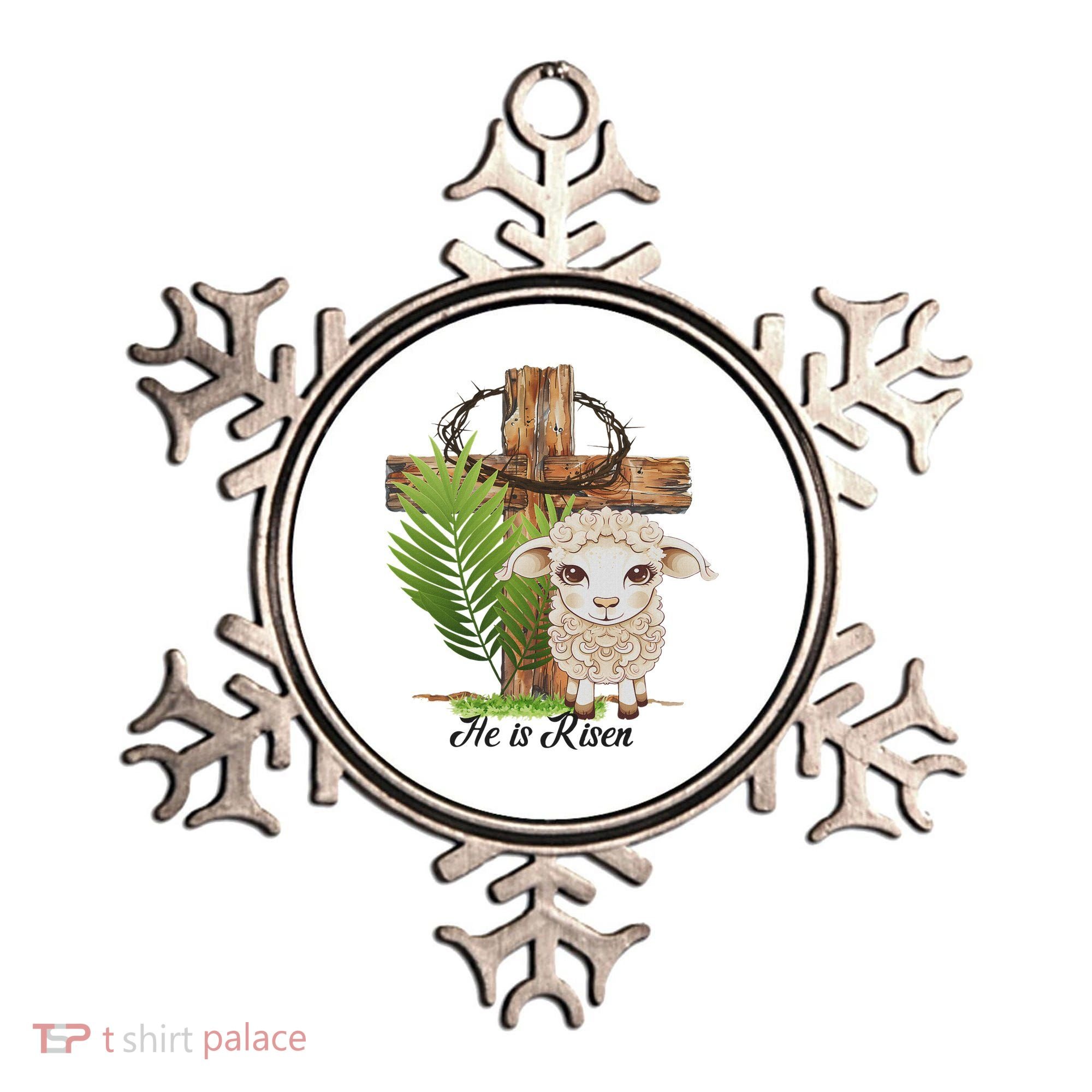 Jesus He Is Risen Lamb Cross Thorn Crown Faith Easter Ornament