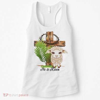 Jesus He Is Risen Lamb Cross Thorn Crown Faith Easter Women's Tank Top