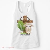 Jesus He Is Risen Lamb Cross Thorn Crown Faith Easter Women's Tank Top thumb 0