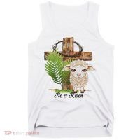 Jesus He Is Risen Lamb Cross Thorn Crown Faith Easter Tank Top thumb 0