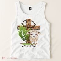 Jesus He Is Risen Lamb Cross Thorn Crown Faith Easter Tank Top thumb 2