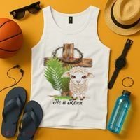 Jesus He Is Risen Lamb Cross Thorn Crown Faith Easter Tank Top thumb 4