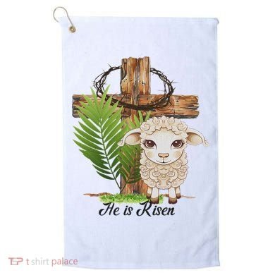 Jesus He Is Risen Lamb Cross Thorn Crown Faith Easter Golf Towel