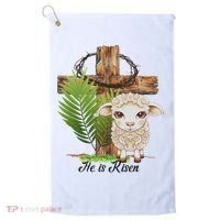 Jesus He Is Risen Lamb Cross Thorn Crown Faith Easter Golf Towel thumb 0