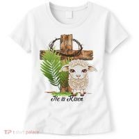 Jesus He Is Risen Lamb Cross Thorn Crown Faith Easter Women's T-Shirt thumb 0