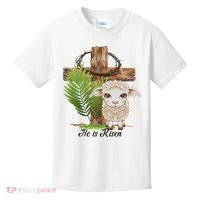 Jesus He Is Risen Lamb Cross Thorn Crown Faith Easter Kids T-Shirt thumb 0