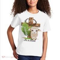 Jesus He Is Risen Lamb Cross Thorn Crown Faith Easter Kids T-Shirt thumb 2