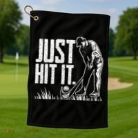 Just Hit It Funny Golf Golf Towel thumb 1