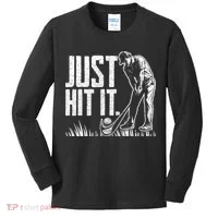 Just Hit It Funny Golf Kids Long Sleeve Shirt thumb 0
