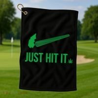 Just Hit It Cannabis Smoker Golf Towel thumb 1