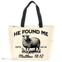 Jesus He Left 99 To Find Me Sheep Christian Tote Bag thumb 0