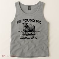 Jesus He Left 99 To Find Me Sheep Christian Tank Top thumb 2