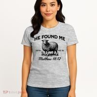 Jesus He Left 99 To Find Me Sheep Christian Women's T-Shirt thumb 4