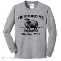 Jesus He Left 99 To Find Me Sheep Christian Kids Long Sleeve Shirt thumb 0
