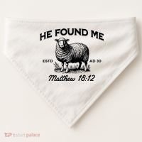 Jesus He Left 99 To Find Me Sheep Christian USA-Made Doggie Bandana thumb 0