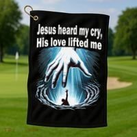 Jesus Heard My Cry His Love Lifted Me Golf Towel thumb 1