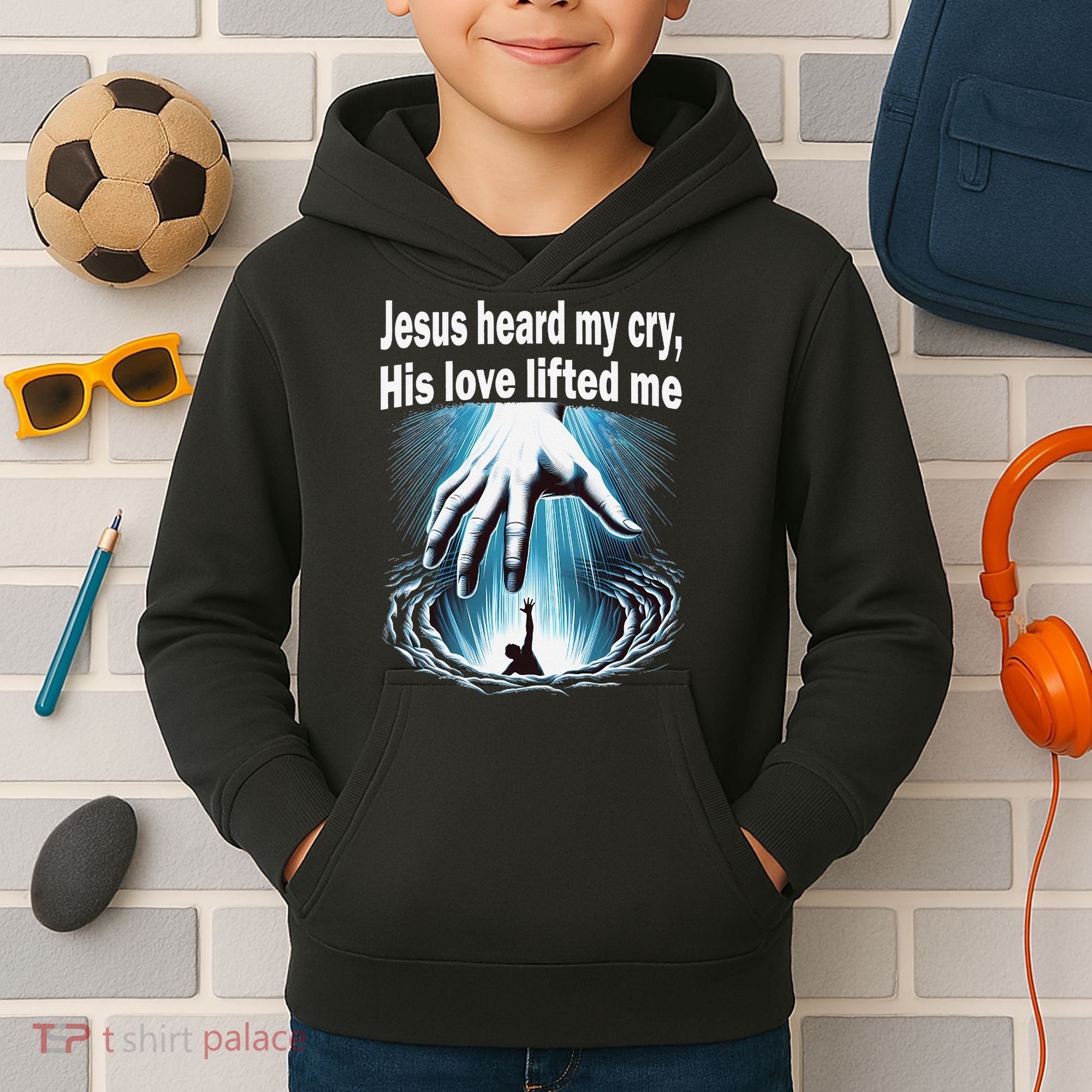 Jesus Heard My Cry His Love Lifted Me Kids Hoodie