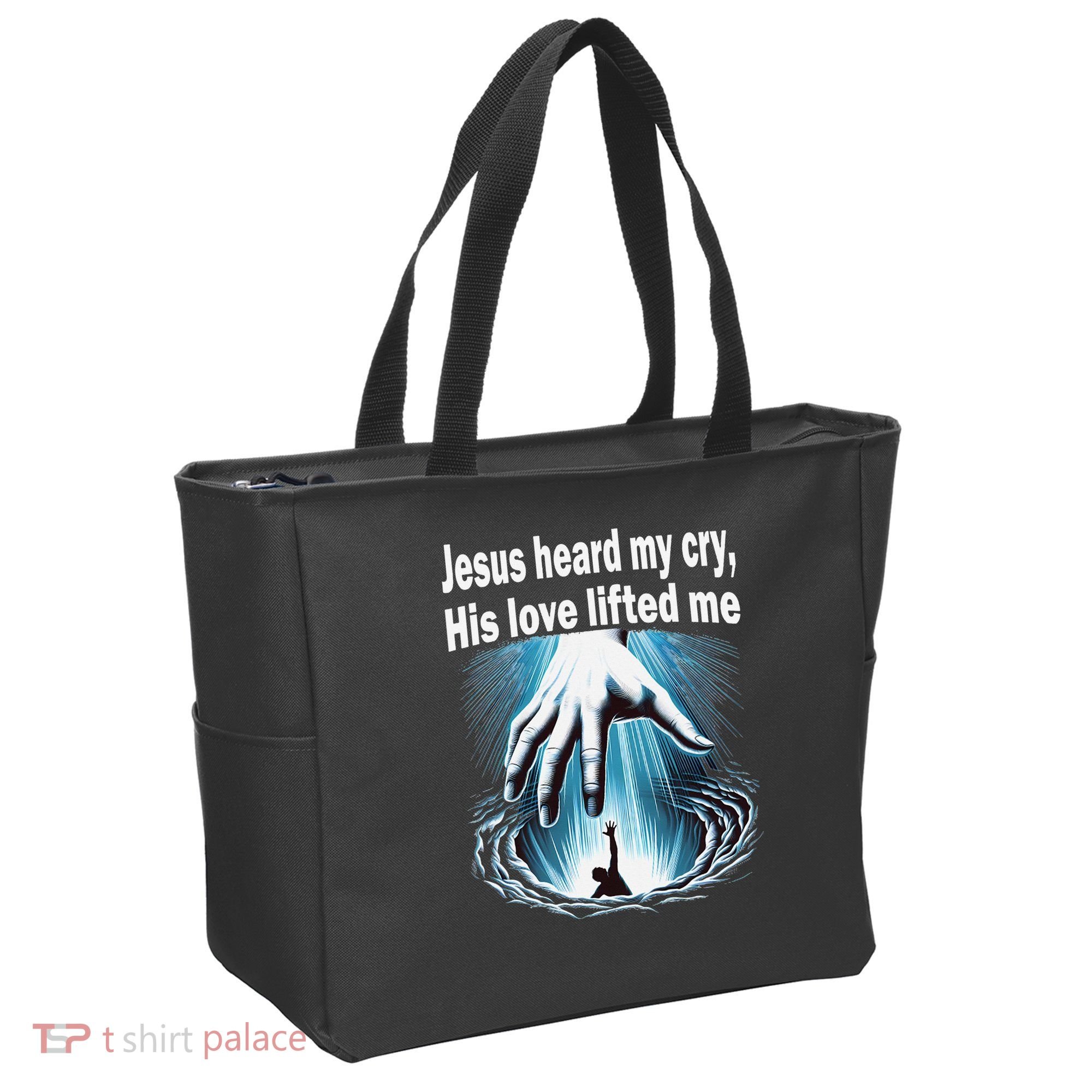 Jesus Heard My Cry His Love Lifted Me Tote Bag