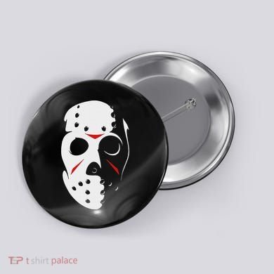 Jason Hockey Mask Halloween Friday 13th Button