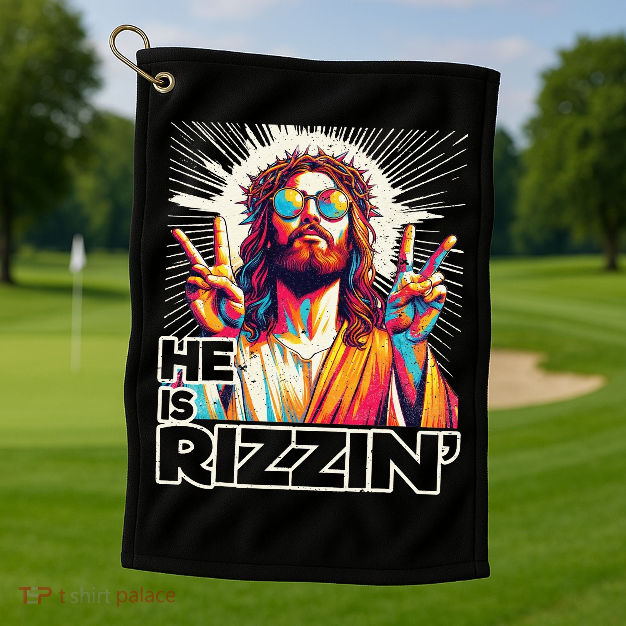  Jesus Has Rizzen Easter Christian Golf Towel