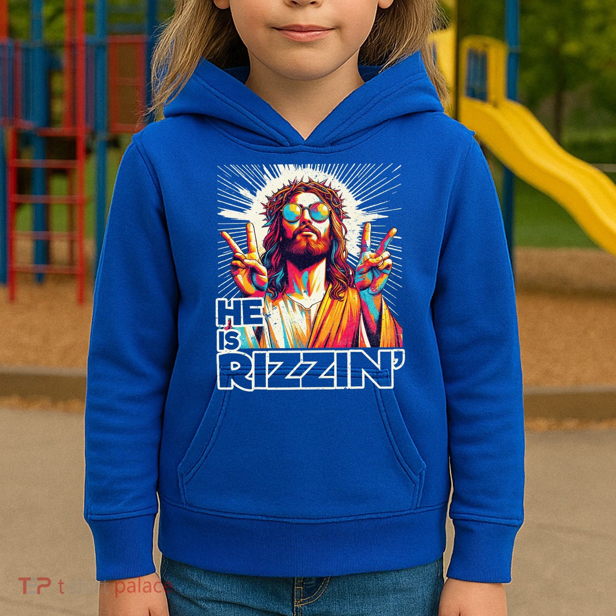  Jesus Has Rizzen Easter Christian Kids Hoodie